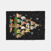 ウサギのクリスマスツリーの雪面白いウサギのクリスマスの婦人服 フリースブランケット (正面(横))