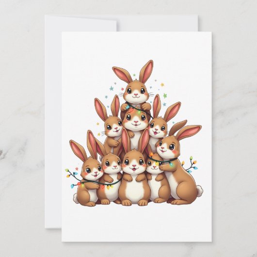 ウサギのクリスマスツリーメリークリスマスクリスマス 案内状 (正面)