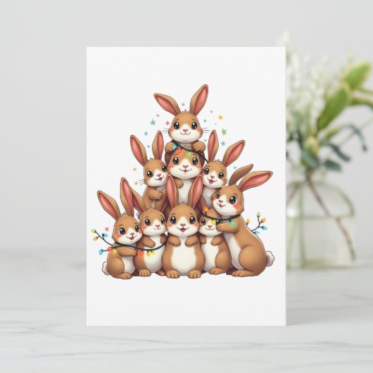 ウサギのクリスマスツリーメリークリスマスクリスマス 案内状 (スタンド正面)