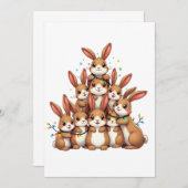 ウサギのクリスマスツリーメリークリスマスクリスマス 案内状 (正面/裏面)