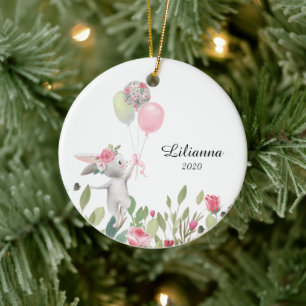 ウサギのクリスマス装飾品、バニー セラミックオーナメント