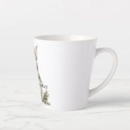 ウサギのグリーンハットのクリスマス カフェラテマグ