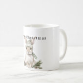 ウサギのグリーンハット クリスマス コーヒーマグカップ (正面右)
