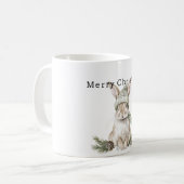 ウサギのグリーンハット クリスマス コーヒーマグカップ (正面左)