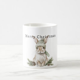 ウサギのグリーンハット クリスマス コーヒーマグカップ