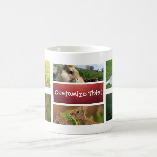 ウサギのコラージュの写真のマグ コーヒーマグカップ (中央)