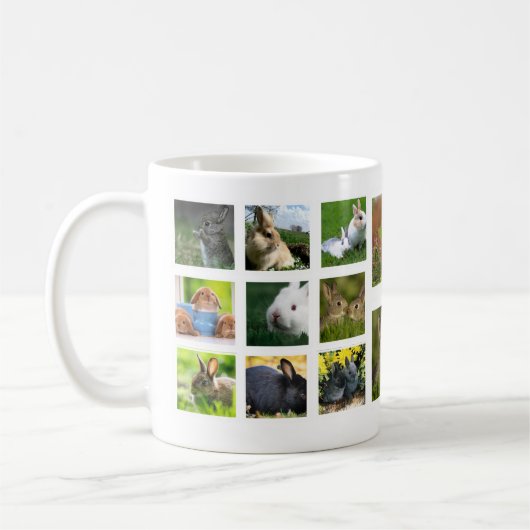 ウサギのコラージュの写真のマグ(円形) コーヒーマグカップ (左)