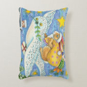 ウサギのサンタクロースがフクロウに乗ったキュートなクリスマス,  アクセントクッション (正面(垂直))