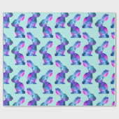 ウサギのシルエット、パターン、水彩画の銀河系 ラッピングペーパー (フラット)