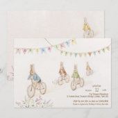 ウサギのジェンダーニュートラルベビーシャワー 招待状 (正面/裏面)