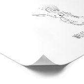 ウサギのスケッチ指紋のゲストブック ポスター (角)