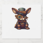 ウサギのスチームパンク機械的ギア鮮やか、バニー スパークリングワインラベル (シングルラベル)