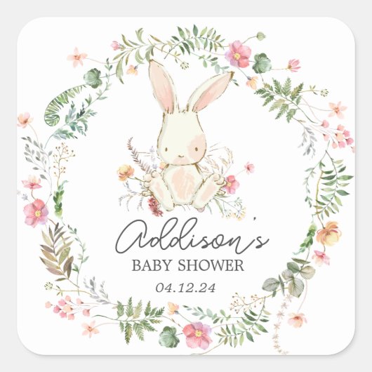 ウサギのステッカー, ラビットステッカー, 誕生日ステッカー スクエアシール (正面)