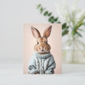 ウサギのセーター入りポストクロッシングポストカード ポストカード (スタンド正面)