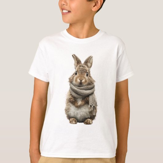 ウサギのニットマフラー キッズ Tシャツ (正面)