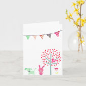 ウサギのハッピーイースター カード (黄色い花)