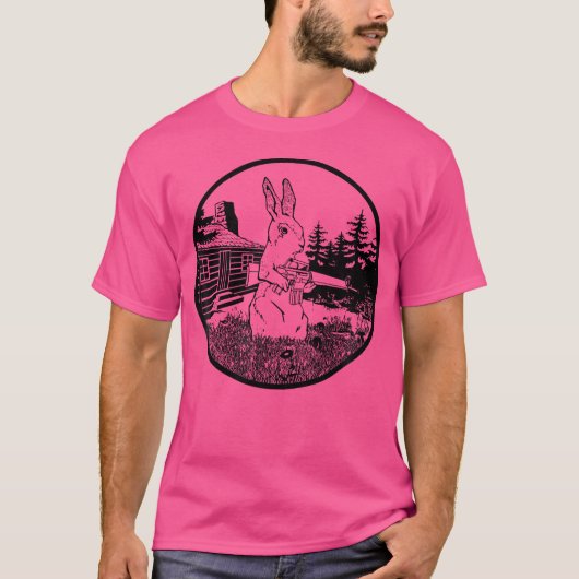 ウサギのハンターは銃の服を着たバニーを武装 Tシャツ (正面)