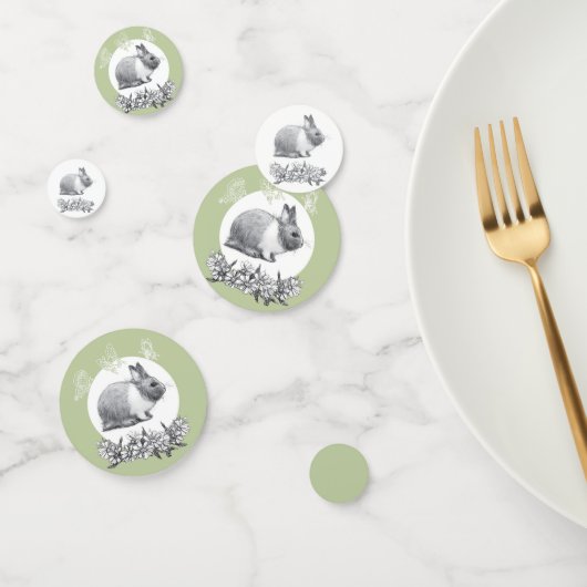 ウサギのバニーのふわふわ。鉛筆スケッチ。 コンフェッティ (グループ)