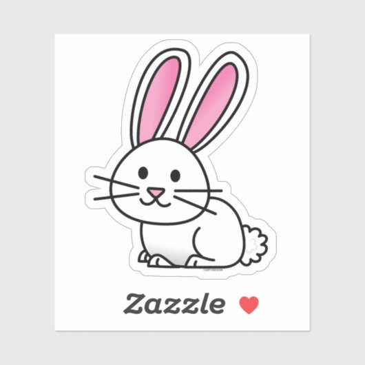 ウサギのバニーのラッキーホワイトのふわふわの尾の長い耳 シール (シート)