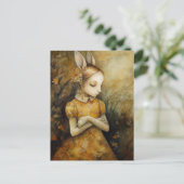 ウサギのバニーの子の黄色のフローラドレス ポストカード (スタンド正面)