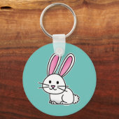 ウサギのバニーの幸運で白く柔らかい尾長い耳 キーホルダー (正面)