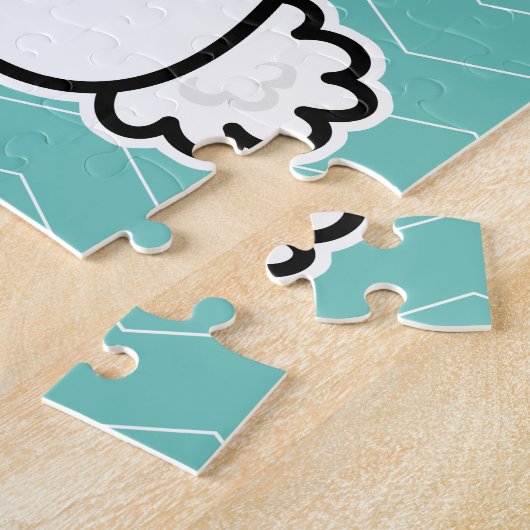 ウサギのバニーの幸運で白く柔らかい尾長い耳 ジグソーパズル (側面)