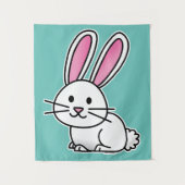 ウサギのバニーの幸運で白く柔らかい尾長い耳 タペストリー (正面)