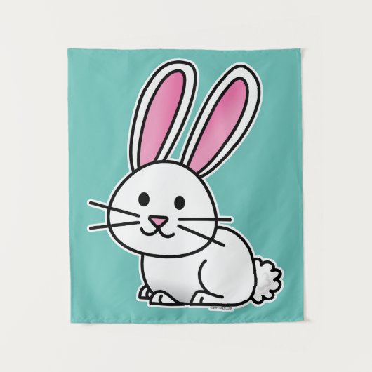 ウサギのバニーの幸運で白く柔らかい尾長い耳 タペストリー (正面)