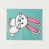 ウサギのバニーの幸運で白く柔らかい尾長い耳 タペストリー (正面(横))