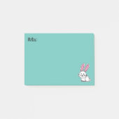 ウサギのバニーの幸運で白く柔らかい尾長い耳 ポストイット (正面)