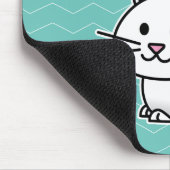 ウサギのバニーの幸運で白く柔らかい尾長い耳 マウスパッド (コーナー)