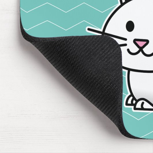 ウサギのバニーの幸運で白く柔らかい尾長い耳 マウスパッド (コーナー)