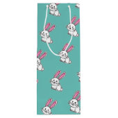 ウサギのバニーの幸運で白く柔らかい尾長い耳 ワインギフトバッグ (裏面)