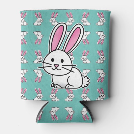 ウサギのバニーの幸運で白く柔らかい尾長い耳 缶クーラー (正面)