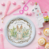 ウサギのバニー弓、水彩絵の具を結ぶ1歳の誕生日 ペーパープレート (パーティー)