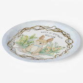 ウサギのバニー弓、水彩絵の具を結ぶ1歳の誕生日 ペーパープレート (アングル)