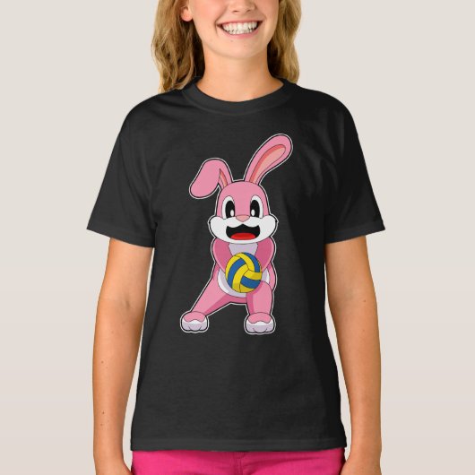 ウサギのバレーボール選手 バレーボール Tシャツ (正面)