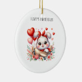 ウサギのパイロット お誕生日 セラミックオーナメント (右)