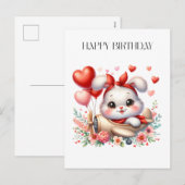 ウサギのパイロット 誕生日 シーズンポストカード (正面/裏面)