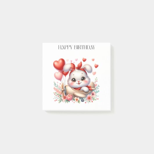 ウサギのパイロット 誕生日 ポストイット (正面)