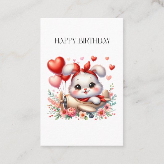 ウサギのパイロット 誕生日 名刺 (正面)