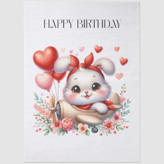 ウサギのパイロット 誕生日 薄葉紙 (正面)