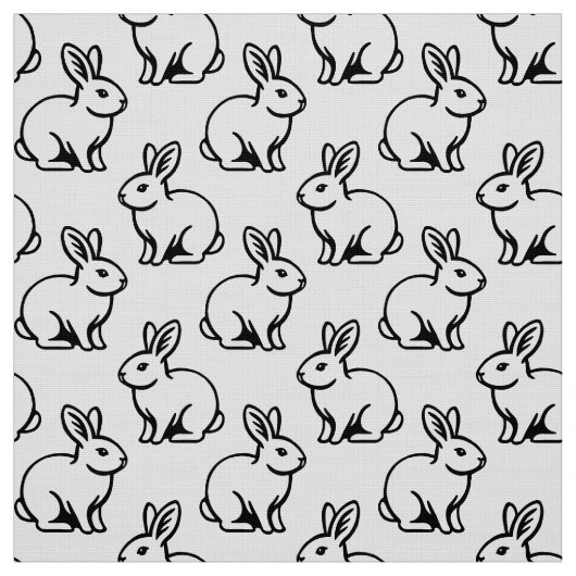 ウサギのパターン – 白黒 ファブリック (見本)