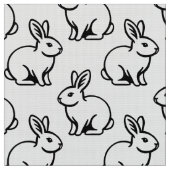 ウサギのパターン – 白黒 ファブリック (クローズアップ)