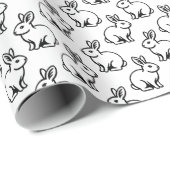 ウサギのパターン – 白黒 ラッピングペーパー (ロールコーナー)