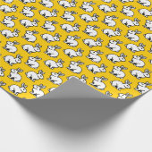 ウサギのパターン – 黒と白（琥珀） ラッピングペーパー (角)