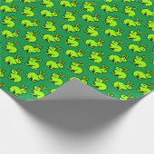 ウサギのパターン – Chartreus, Black and Kelly Green ラッピングペーパー (角)
