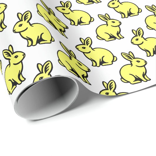 ウサギのパターン – Lt黄、黒、白 ラッピングペーパー (ロールコーナー)