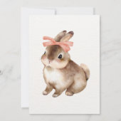 ウサギのピンクの弓の赤ちゃんシャワー 招待状 (裏面)