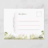 ウサギのピンクの花の誕生日お礼 ポストカード (裏面)